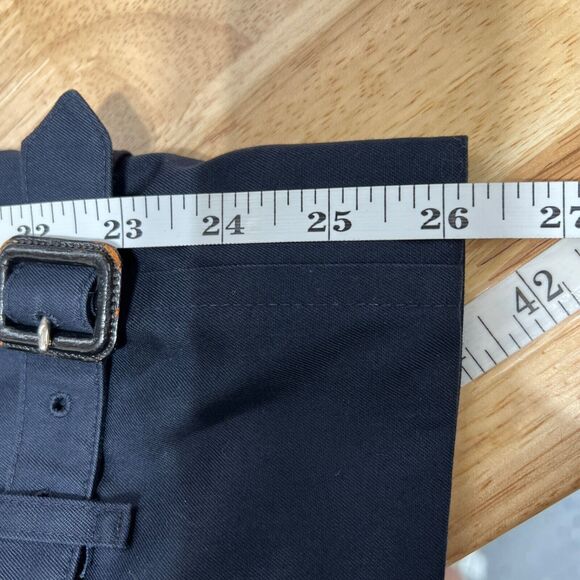 Vintage Burberrys Of London Trench Coat Size 40 Long Navy Blue Belted Pockets - Picture 16 of 16